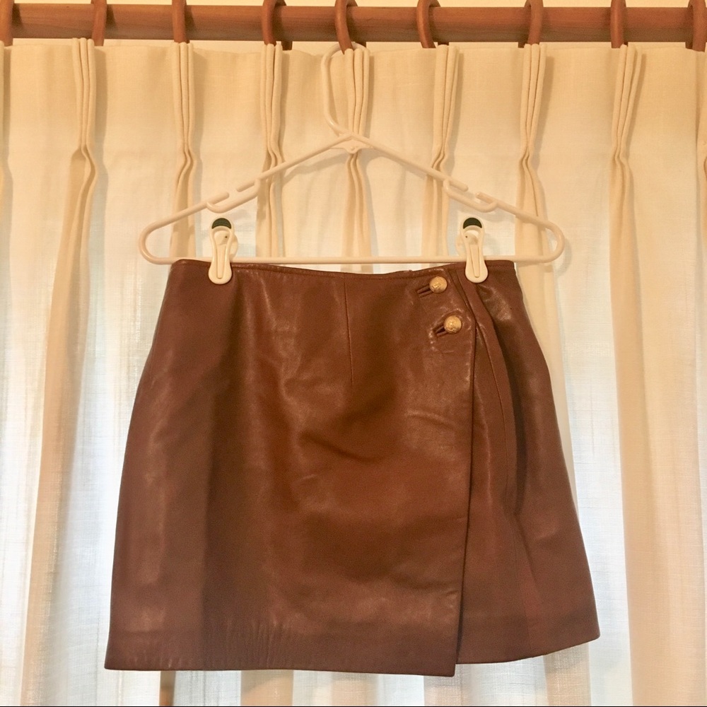 SALE Vintage, Brown Leather Andrew Marc Skirt
